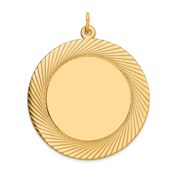 14k Etched Design .035 Gauge Circular Engravable Disc Charm-XM146/35