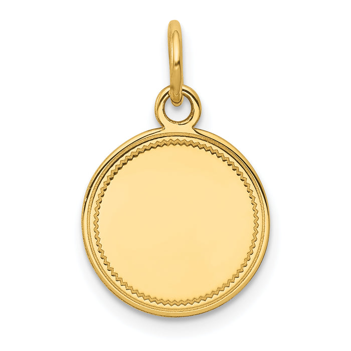 14k Plain .027 Gauge Engravable Round Disc Charm-XM149/27