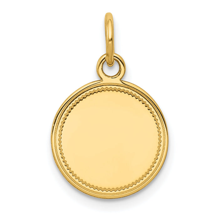 14k Plain .018 Gauge Engravable Round Disc Charm-XM149/18