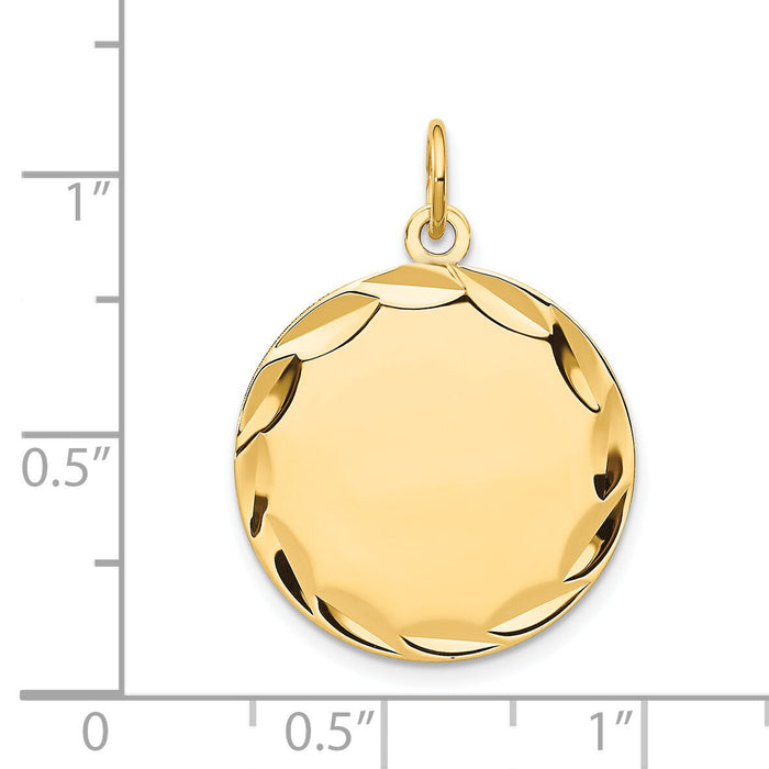 14k Etched .013 Gauge Engravable Round Disc Charm-XM155/13