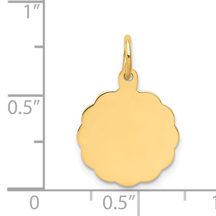 14k .011 Gauge Engravable Scalloped Disc Charm-XM164/11