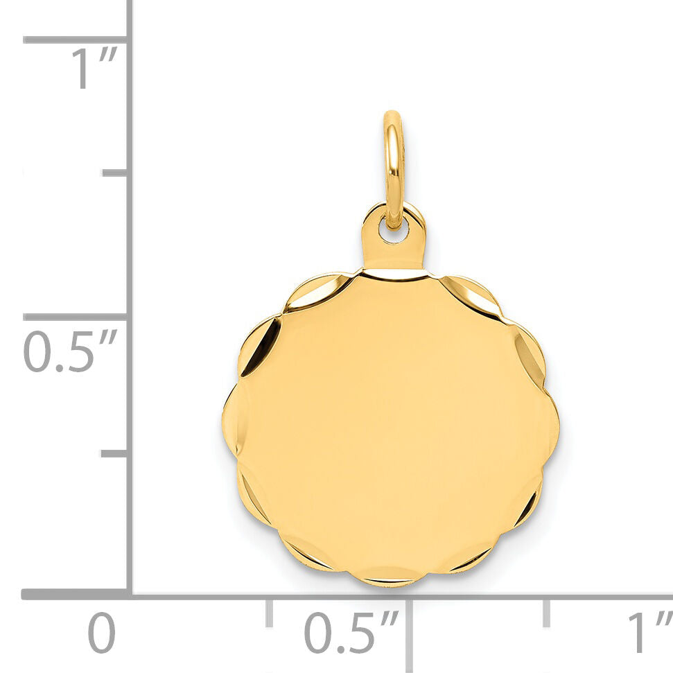 14k .018 Gauge Engravable Scalloped Disc Charm-XM168/18