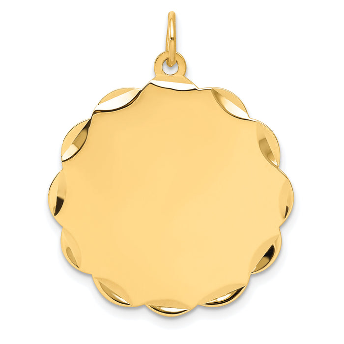 14k .035 Gauge Engravable Scalloped Disc Charm-XM171/35