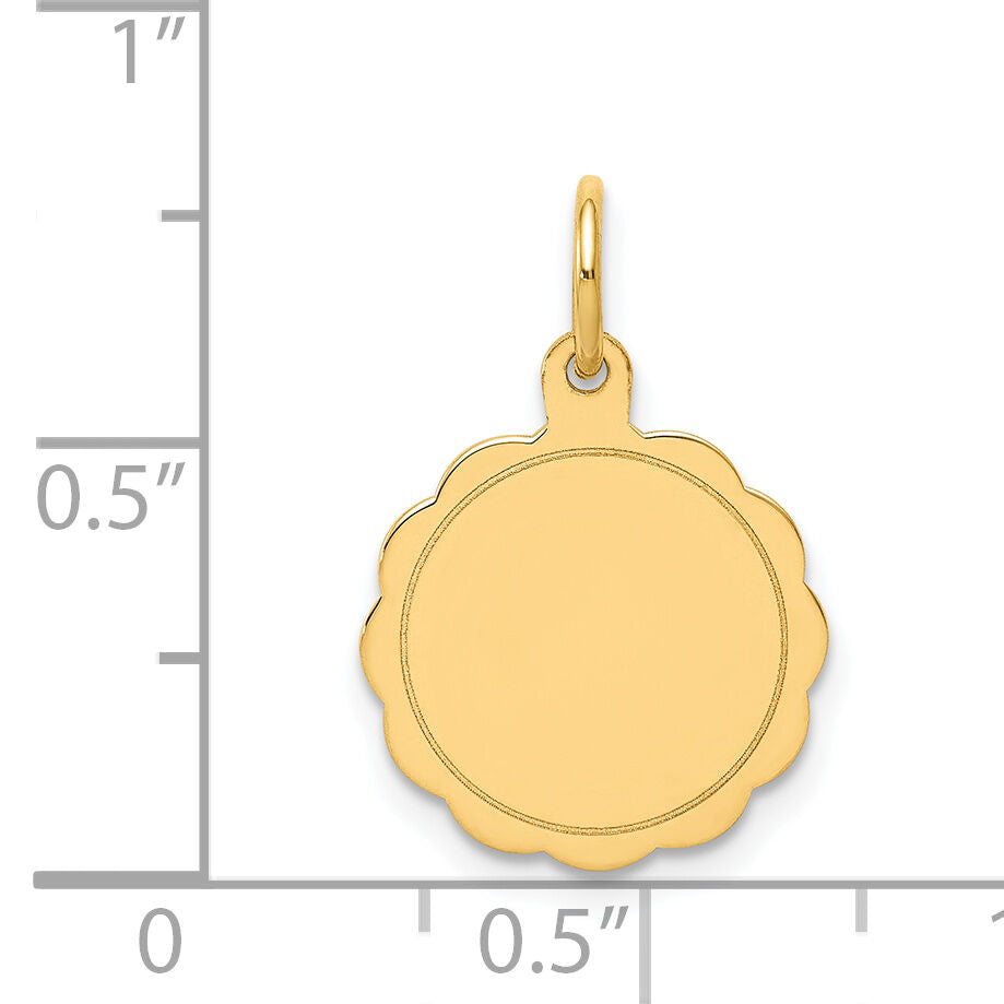 14k .011 Gauge Engravable Scalloped Disc Charm-XM174/11