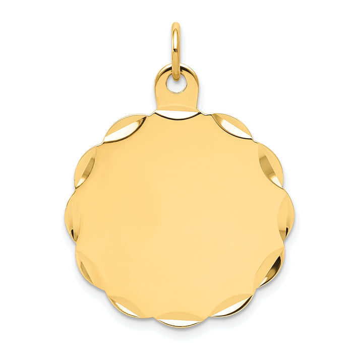 14k .013 Gauge Engravable Scalloped Disc Charm-XM175/13