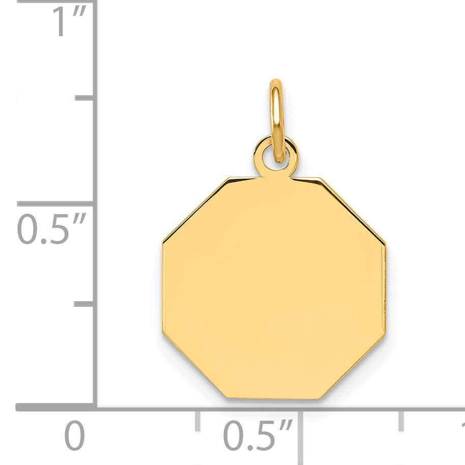 14k Plain .013 Gauge Engravable Octagonal Disc Charm-XM179/13