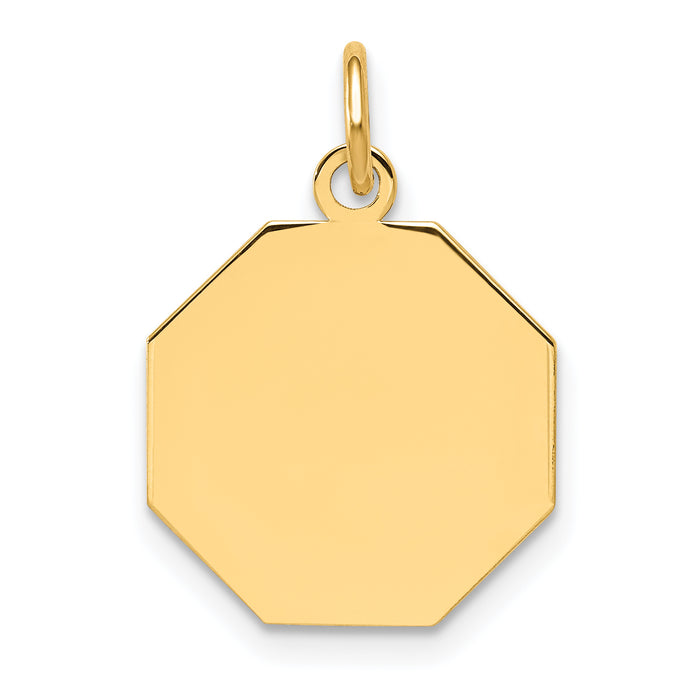 14k Plain .027 Gauge Engravable Octagonal Disc Charm-XM179/27