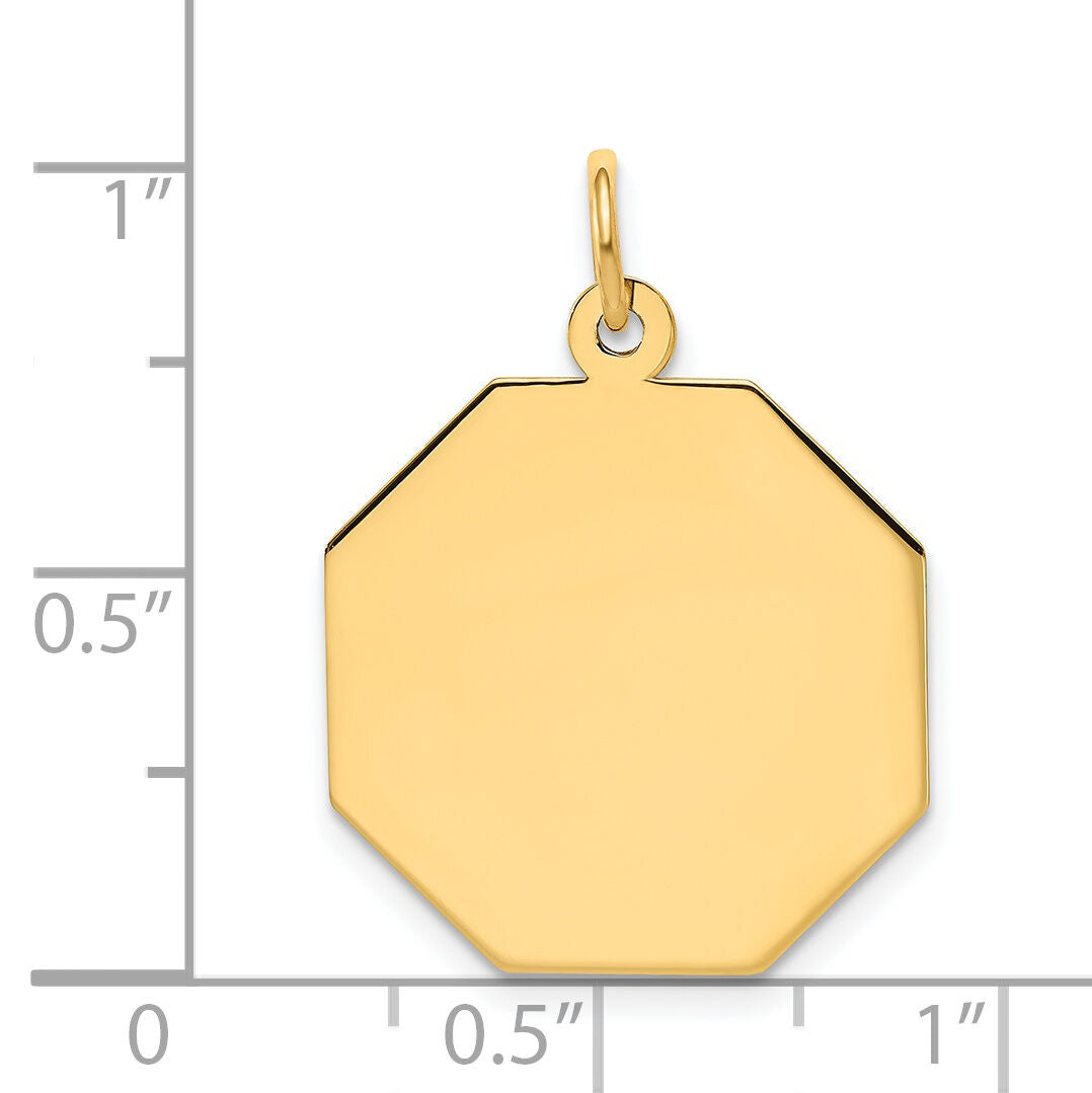 14k Plain .027 Gauge Engravable Octagonal Disc Charm-XM181/27