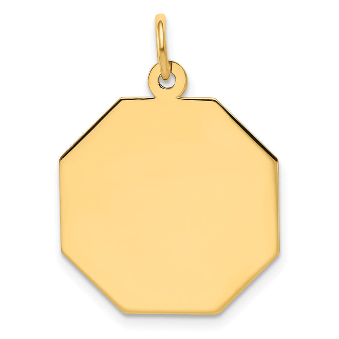 14k Plain .027 Gauge Engravable Octagonal Disc Charm-XM181/27