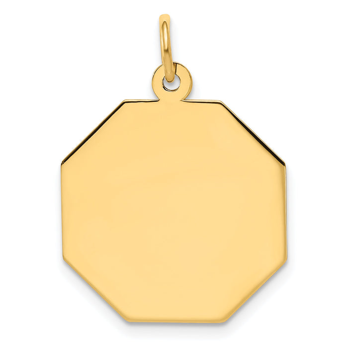 14k Plain .027 Gauge Engravable Octagonal Disc Charm-XM181/27