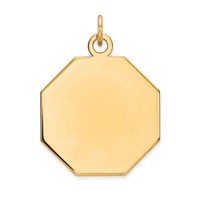14k Plain .027 Gauge Engravable Octagonal Disc Charm-XM182/27