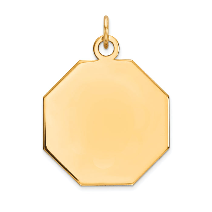 14k Plain .018 Gauge Engravable Octagonal Disc Charm-XM182/18