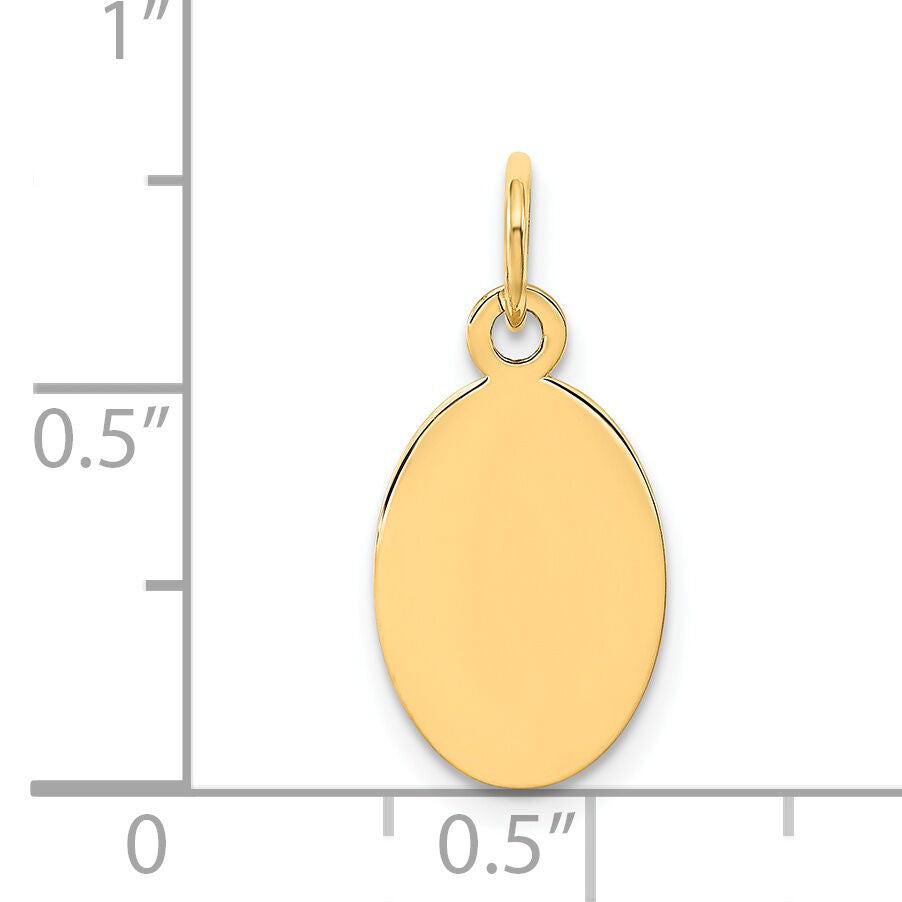 14k Plain .035 Gauge Engravable Oval Disc Charm-XM184/35
