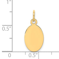 14k Plain .009 Gauge Engravable Oval Disc Charm-XM184/09