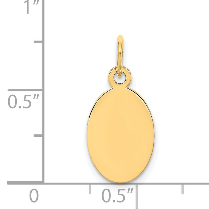 14k Plain .009 Gauge Engravable Oval Disc Charm-XM184/09