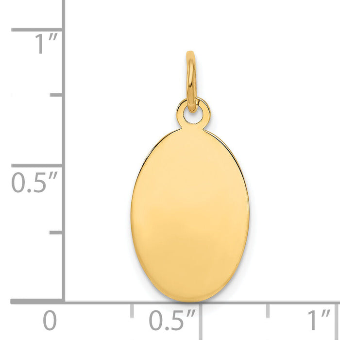 14k Plain .013 Gauge Engravable Oval Disc Charm-XM185/13