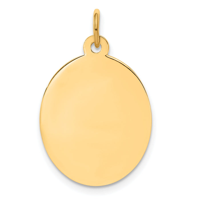 14k Plain .027 Gauge Engravable Oval Disc Charm-XM186/27