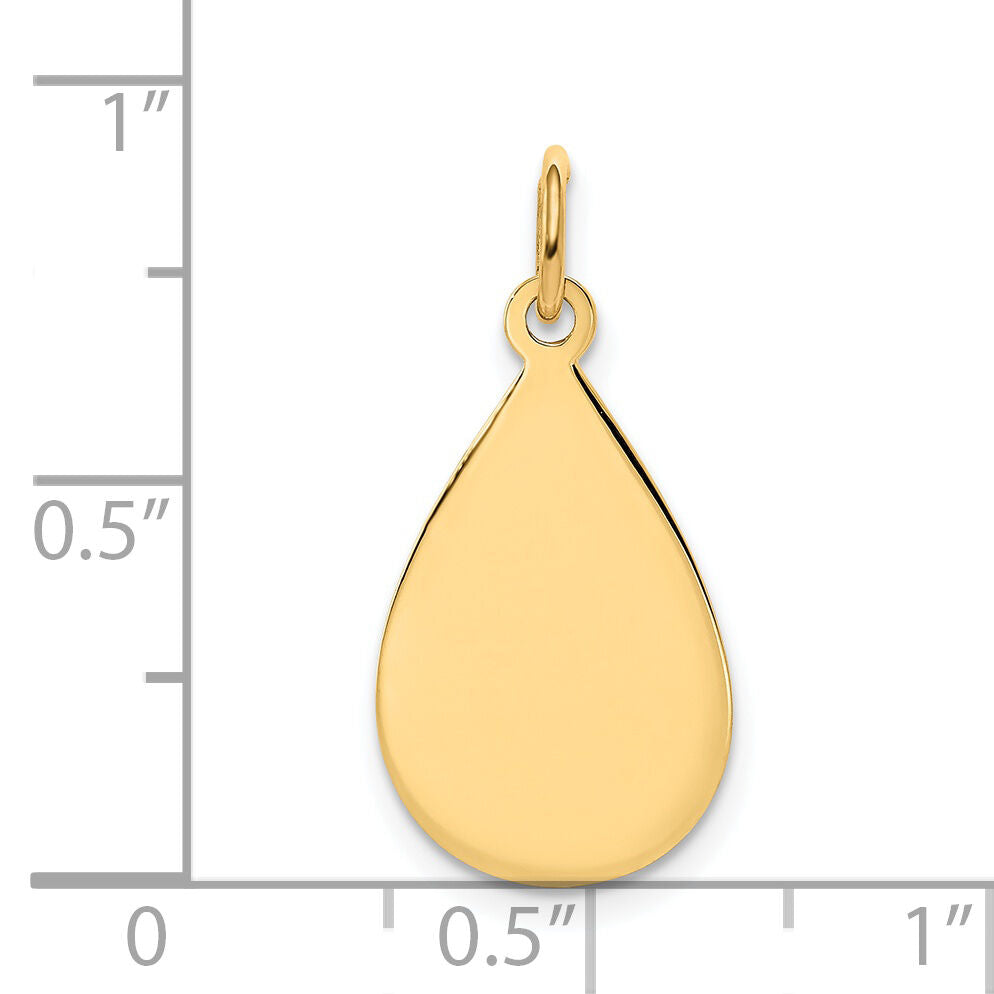 14k Plain .009 Gauge Engravable Raindrop Disc Charm-XM188/09