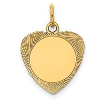 14k Etched .018 Gauge Engravable Heart Disc Charm-XM207/18
