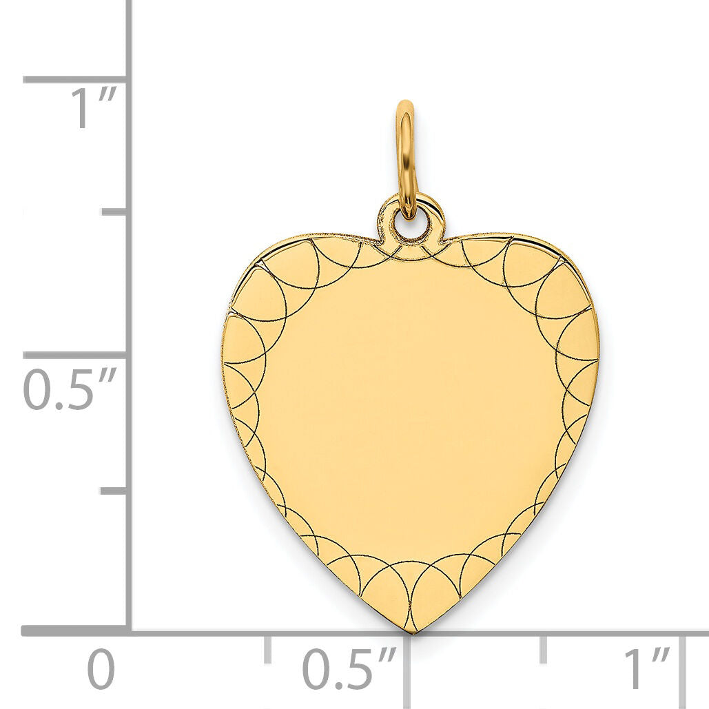 14k Etched .018 Gauge Engravable Heart Disc Charm-XM210/18