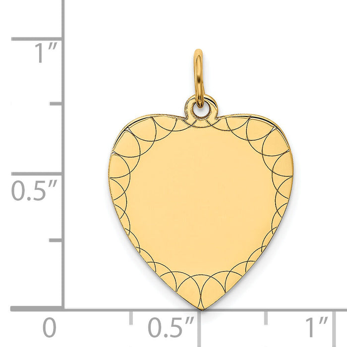 14k Etched .018 Gauge Engravable Heart Disc Charm-XM210/18