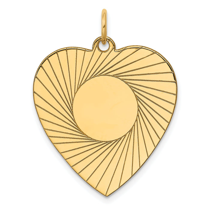 14k Etched .018 Gauge Engravable Heart Disc Charm-XM213/18