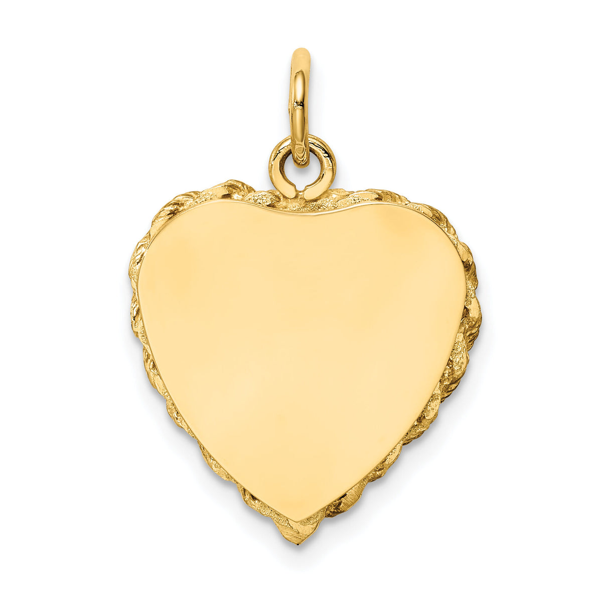14k Polished .013 Gauge Engravable Heart with Rope Disc Charm-XM220/13