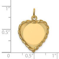 14k Polished .013 Gauge Engravable Heart with Rope Disc Charm-XM220/13