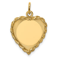 14k Polished .013 Gauge Engravable Heart with Rope Disc Charm-XM220/13