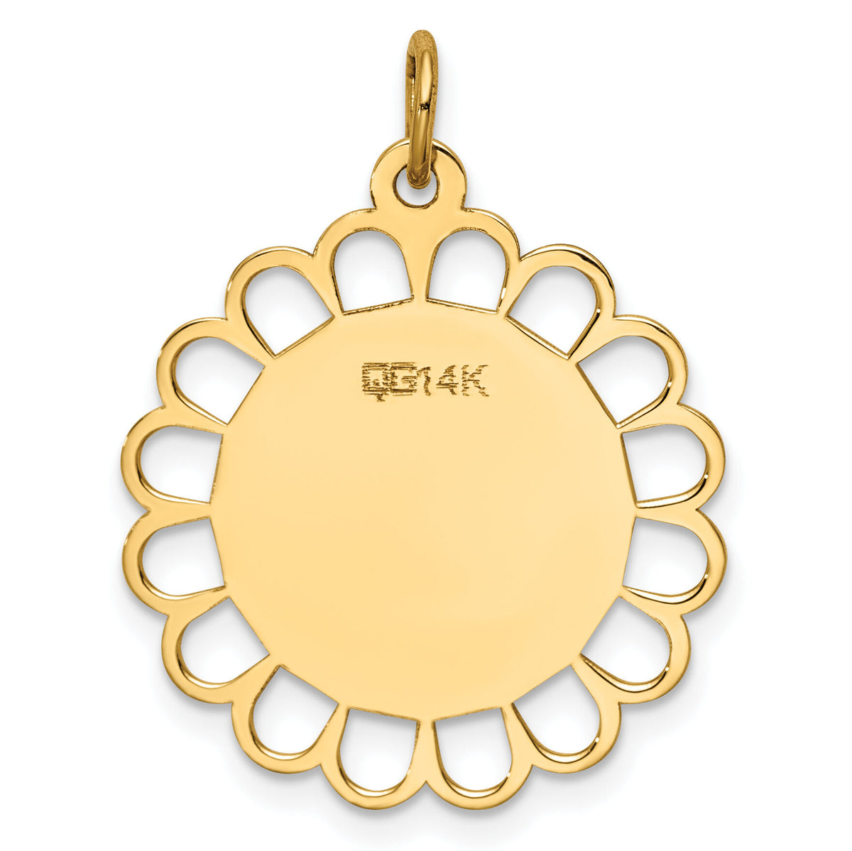 14k Plain .011 Gauge Engravable Flower Disc Charm-XM244/11