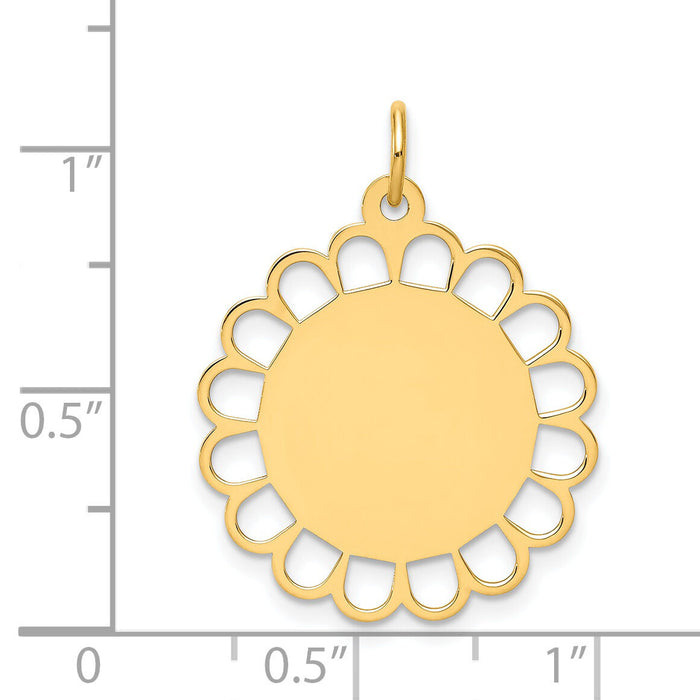 14k Plain .013 Gauge Engravable Flower Disc Charm-XM244/13