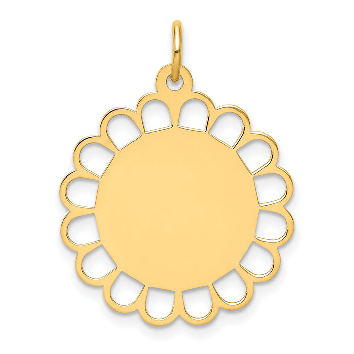 14k Plain .011 Gauge Engravable Flower Disc Charm-XM244/11