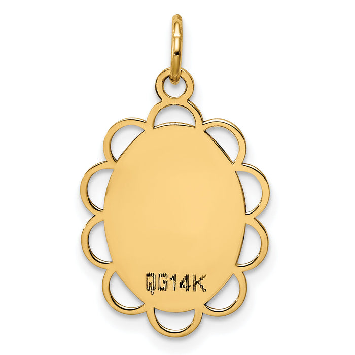 14k Plain .013 Gauge Engravable Flower Disc Charm-XM247/13