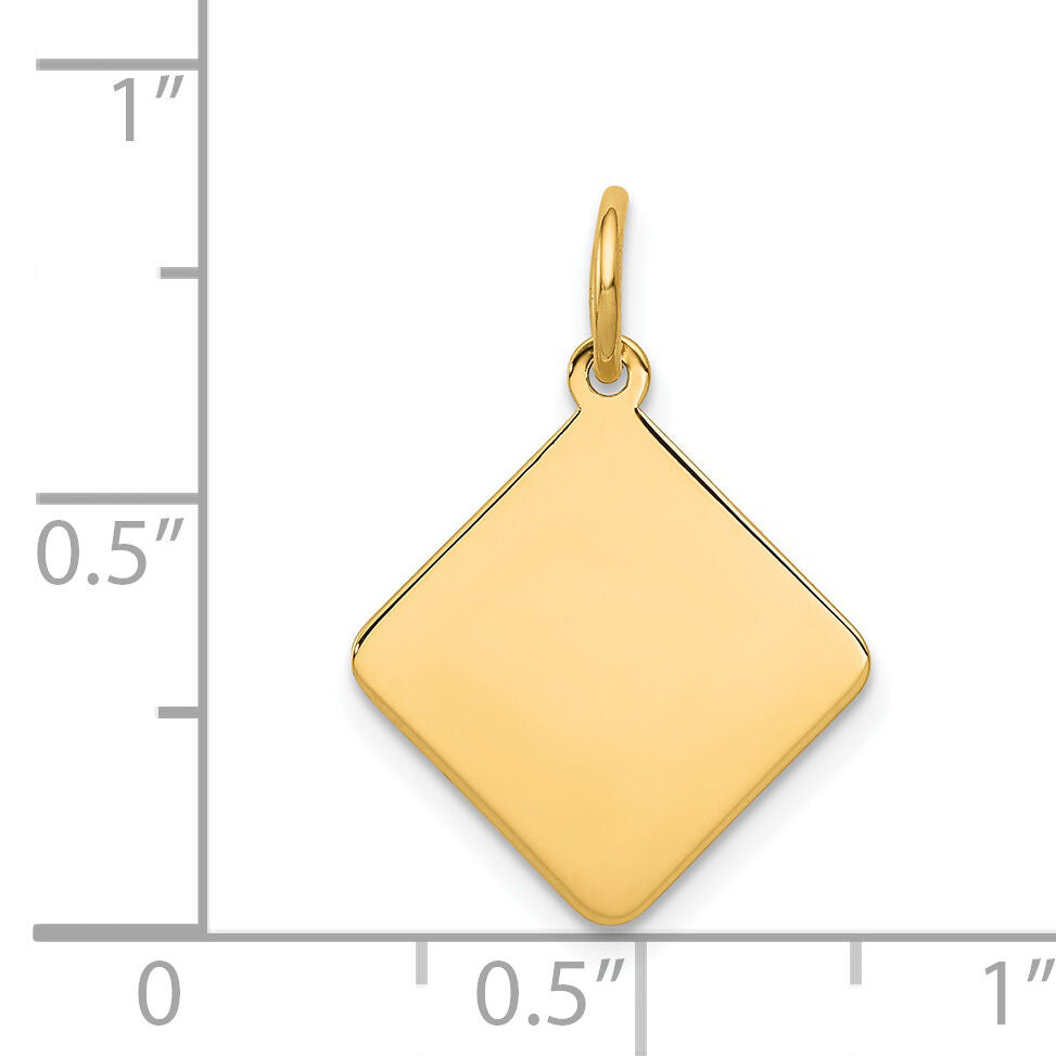 14k Plain .018 Gauge Diamond-Shaped Engravable Disc Charm-XM256/18