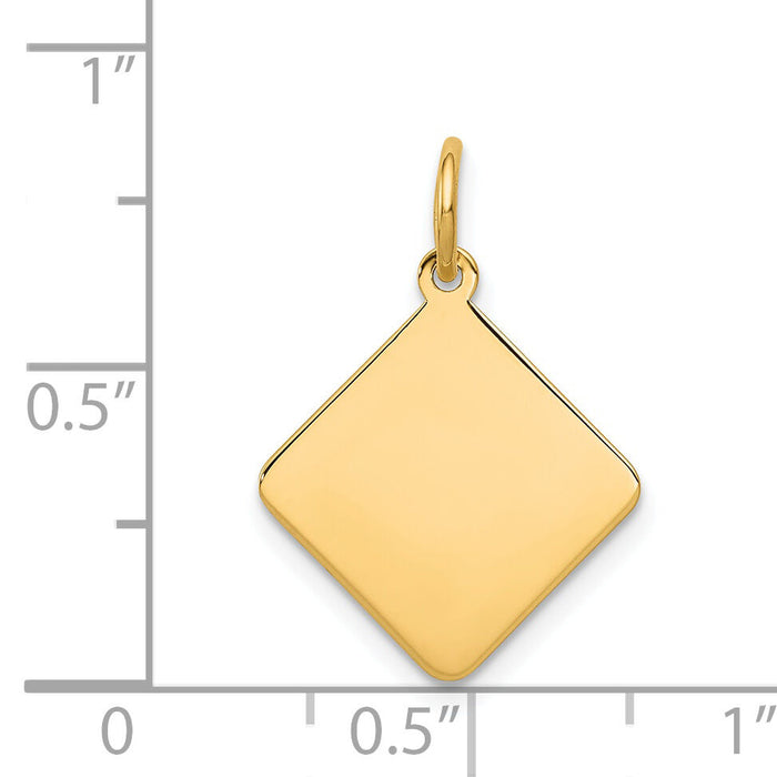 14k Plain .018 Gauge Diamond-Shaped Engravable Disc Charm-XM256/18