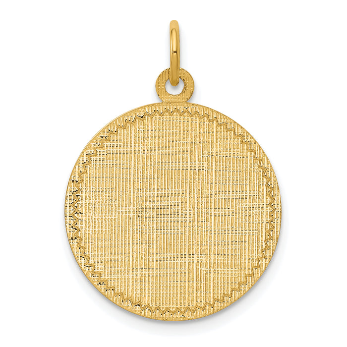 14k Patterned .013 Gauge Circular Engravable Disc Charm-XM264/13