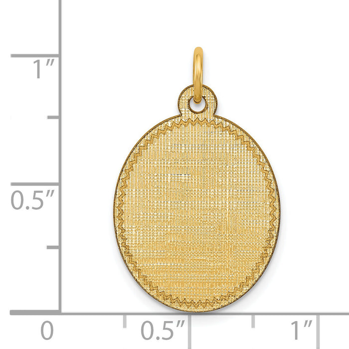 14k Patterned .018 Gauge Engravable Oval Disc Charm-XM267/18