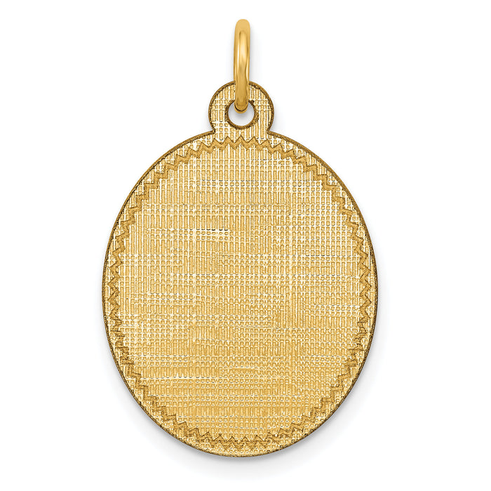 14k Patterned .018 Gauge Engravable Oval Disc Charm-XM267/18