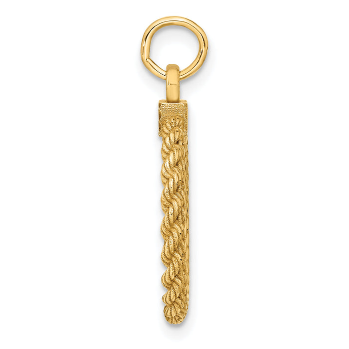 14k Plain .013 Gauge Circular Engravable Disc with Rope Charm-XM280/13