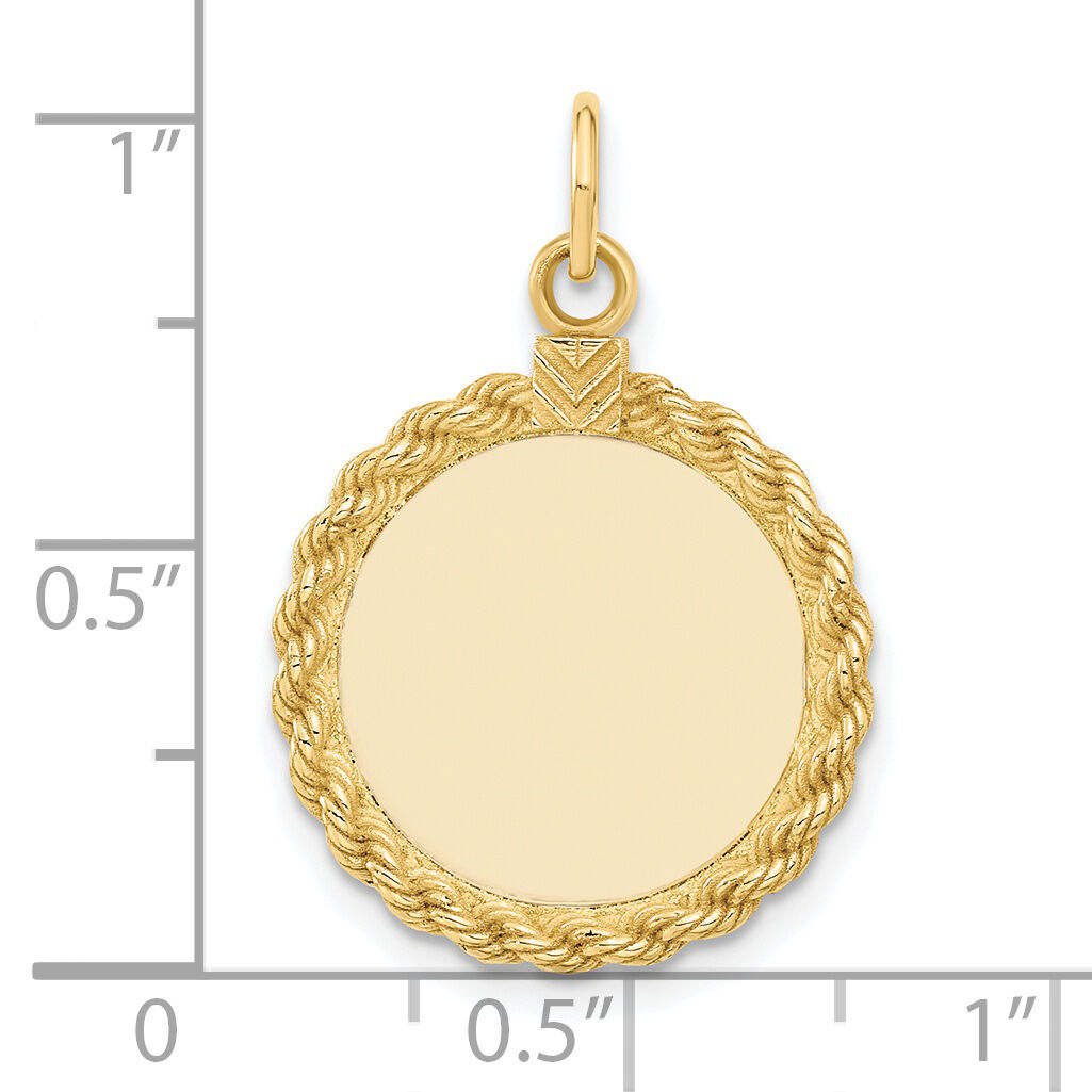 14k Plain .013 Gauge Circular Engravable Disc with Rope Charm-XM280/13