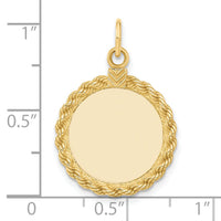 14k Plain .013 Gauge Circular Engravable Disc with Rope Charm-XM280/13
