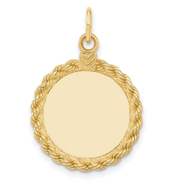 14k Plain .013 Gauge Circular Engravable Disc with Rope Charm-XM280/13