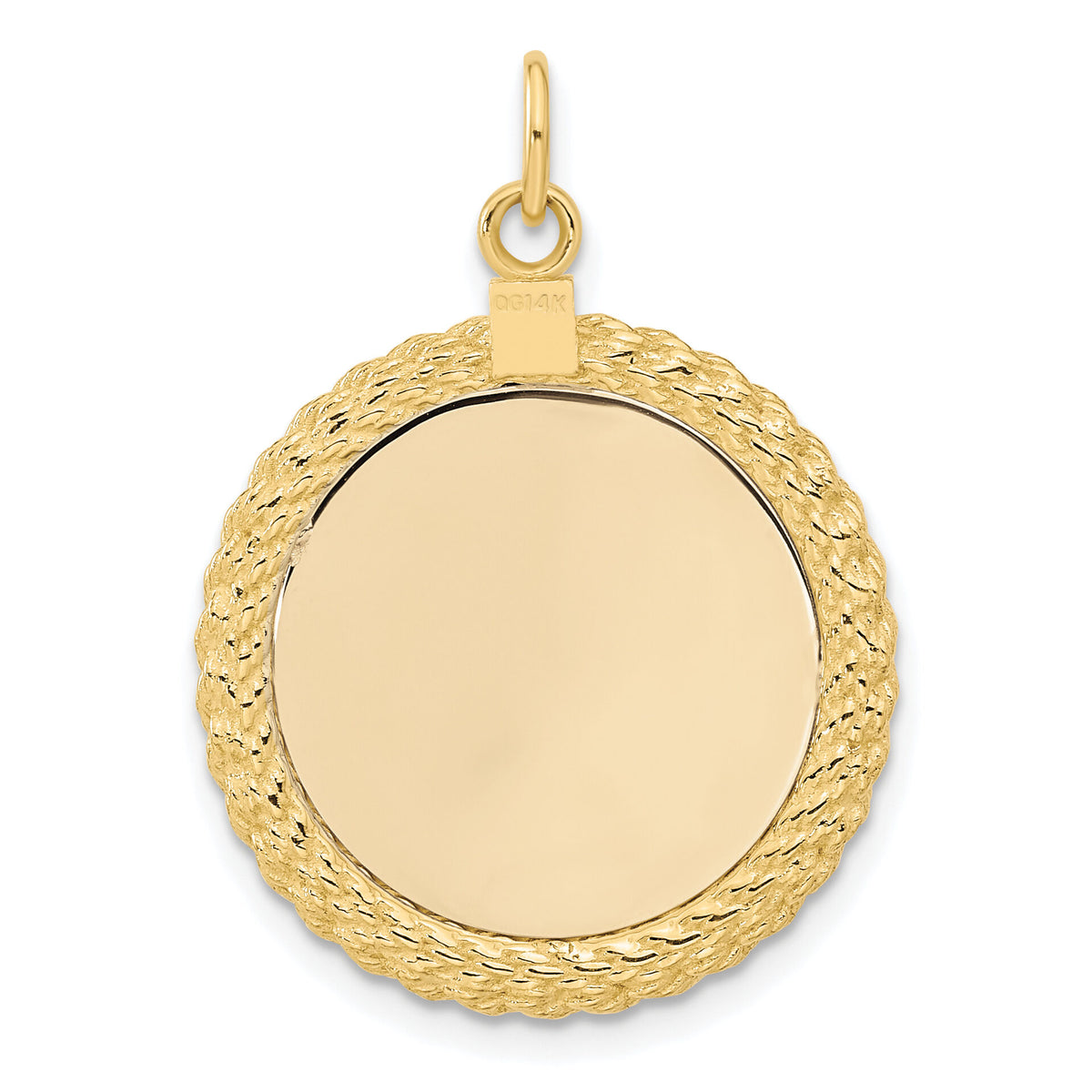 14k Plain .013 Gauge Circular Engravable Disc with Rope Charm-XM281/13