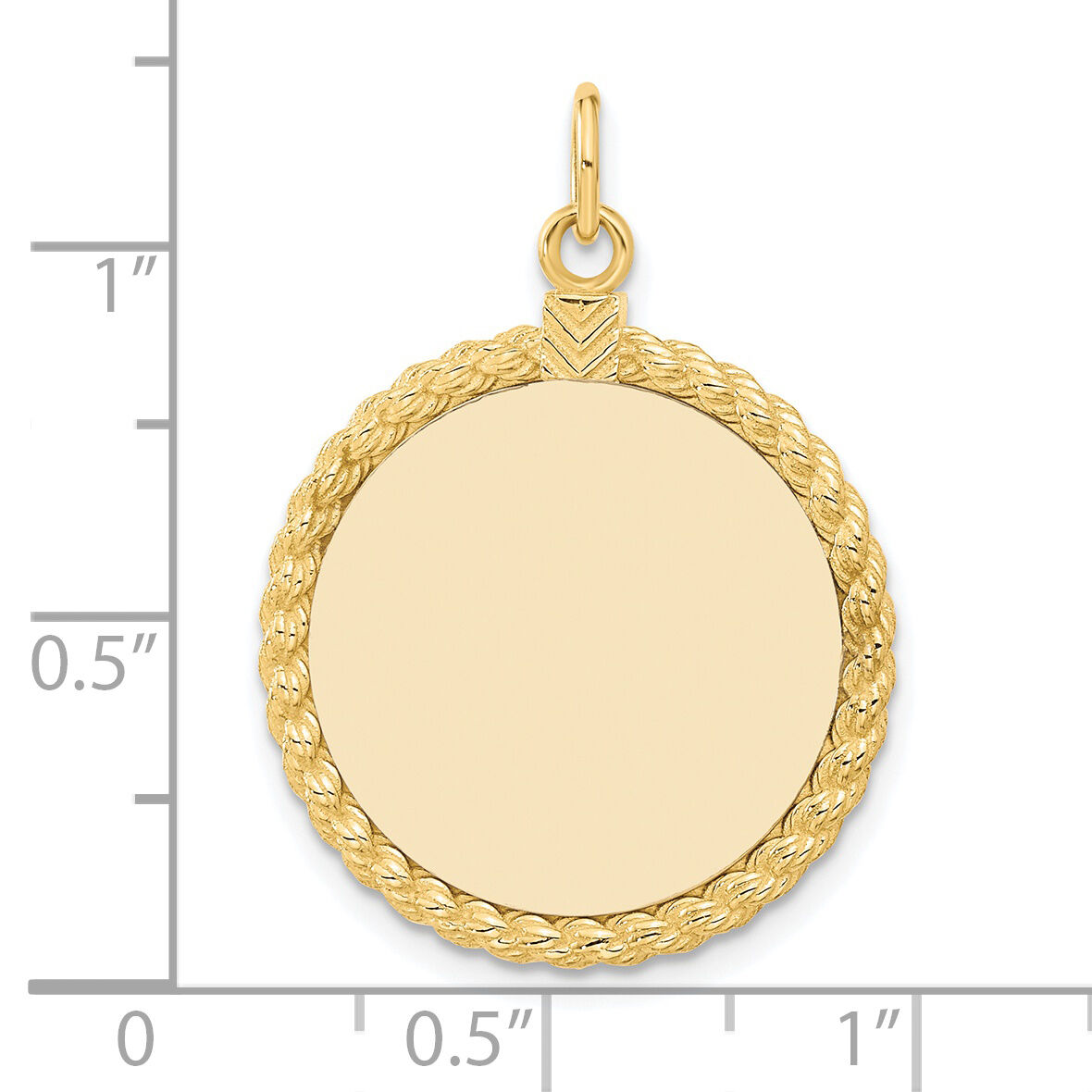 14k Plain .013 Gauge Circular Engravable Disc with Rope Charm-XM281/13