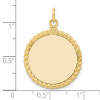 14k Plain .013 Gauge Circular Engravable Disc with Rope Charm-XM281/13