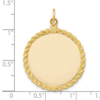 14k Plain .013 Gauge Circular Engravable Disc with Rope Charm-XM282/13