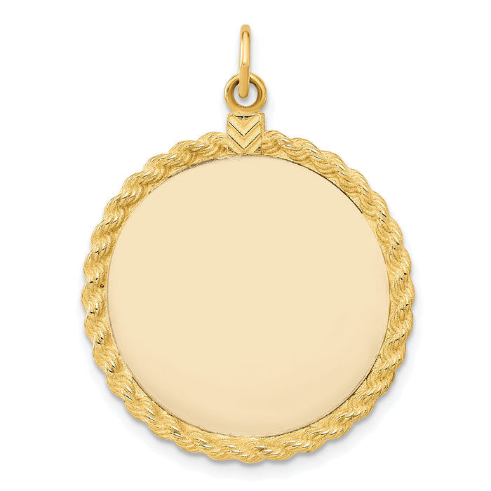 14k Plain .013 Gauge Circular Engravable Disc with Rope Charm-XM282/13