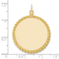 14k Plain .013 Gauge Circular Engravable Disc with Rope Charm-XM283/13