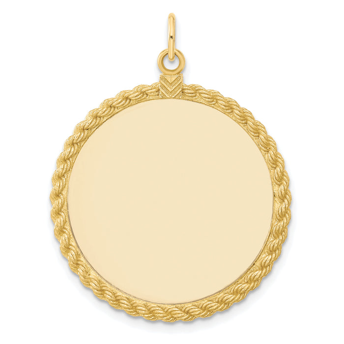 14k Plain .013 Gauge Circular Engravable Disc with Rope Charm-XM283/13