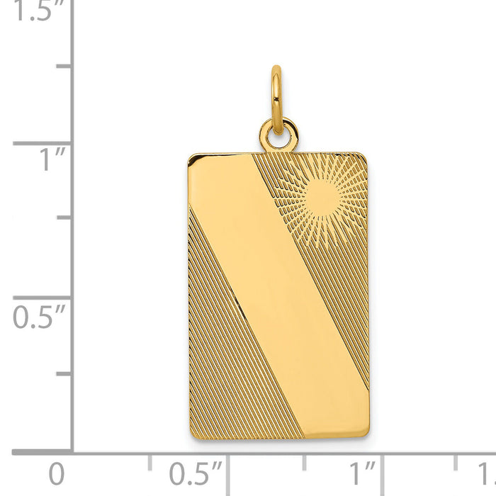 14k Patterned .013 Gauge Engravable Dog Tag Disc Charm-XM300/13